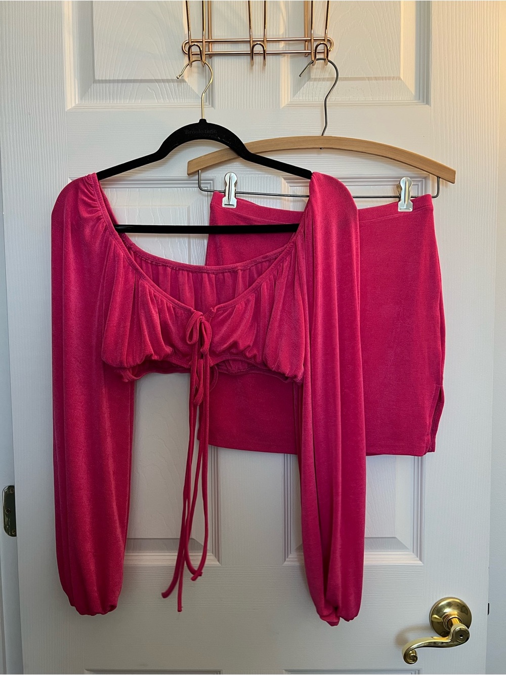 Pink Stretchy Skirt Set